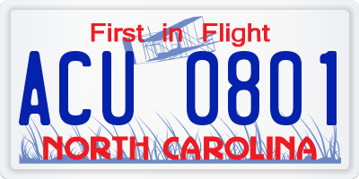 NC license plate ACU0801