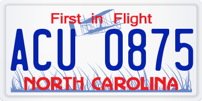 NC license plate ACU0875