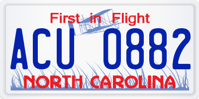 NC license plate ACU0882