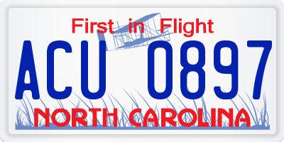 NC license plate ACU0897