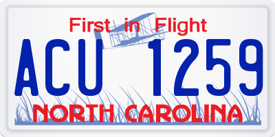 NC license plate ACU1259
