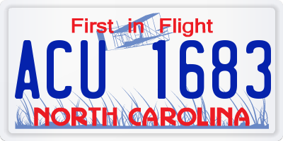 NC license plate ACU1683