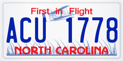 NC license plate ACU1778