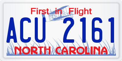 NC license plate ACU2161