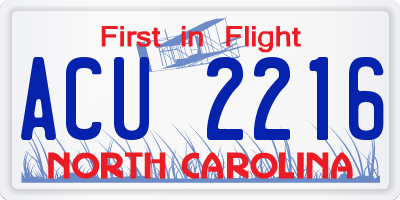 NC license plate ACU2216