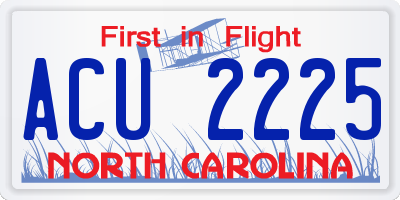 NC license plate ACU2225
