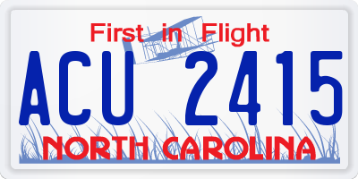 NC license plate ACU2415