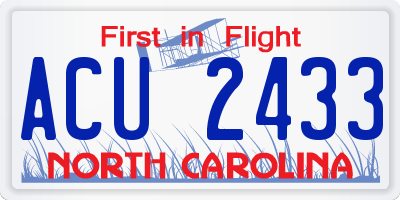 NC license plate ACU2433