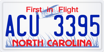 NC license plate ACU3395