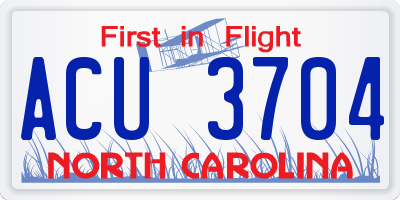NC license plate ACU3704