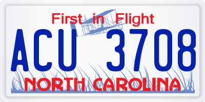 NC license plate ACU3708