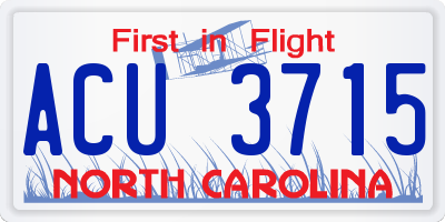 NC license plate ACU3715