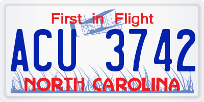 NC license plate ACU3742