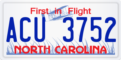 NC license plate ACU3752