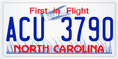 NC license plate ACU3790