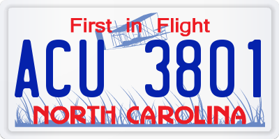 NC license plate ACU3801