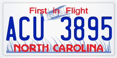 NC license plate ACU3895