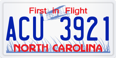NC license plate ACU3921