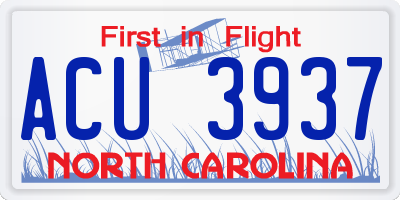 NC license plate ACU3937