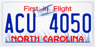 NC license plate ACU4050