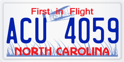NC license plate ACU4059