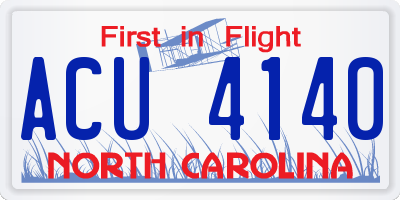 NC license plate ACU4140