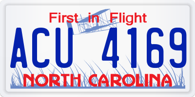 NC license plate ACU4169