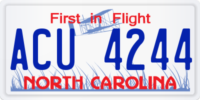 NC license plate ACU4244