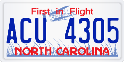 NC license plate ACU4305