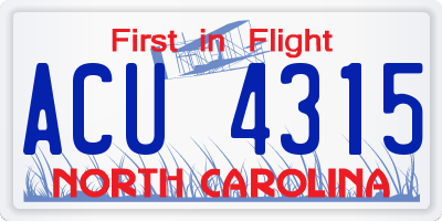 NC license plate ACU4315