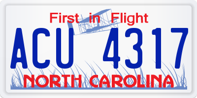 NC license plate ACU4317