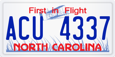NC license plate ACU4337