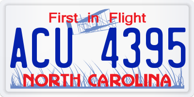 NC license plate ACU4395