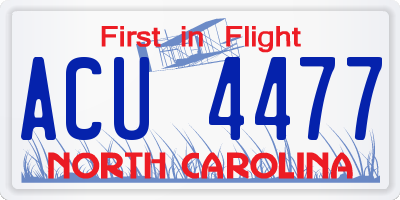 NC license plate ACU4477