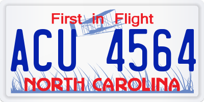 NC license plate ACU4564