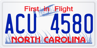 NC license plate ACU4580