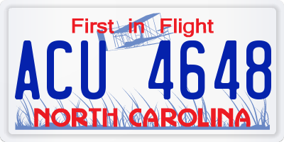 NC license plate ACU4648
