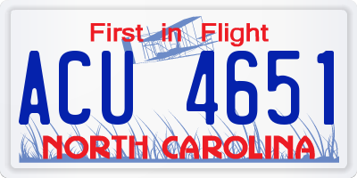 NC license plate ACU4651
