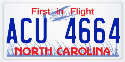 NC license plate ACU4664