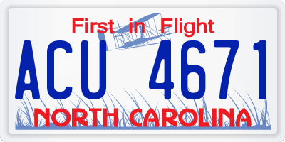 NC license plate ACU4671