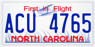 NC license plate ACU4765