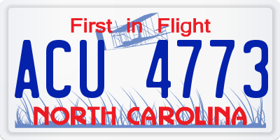 NC license plate ACU4773