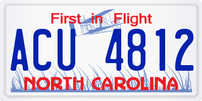 NC license plate ACU4812