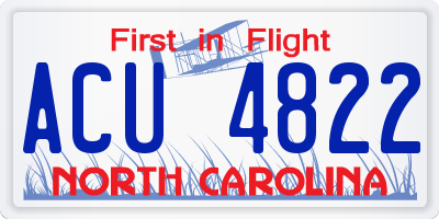 NC license plate ACU4822