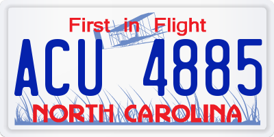 NC license plate ACU4885