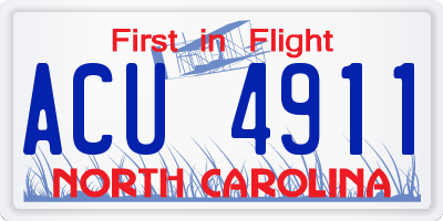 NC license plate ACU4911