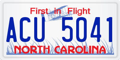 NC license plate ACU5041