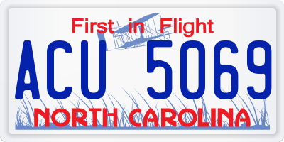 NC license plate ACU5069