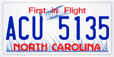 NC license plate ACU5135
