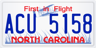 NC license plate ACU5158